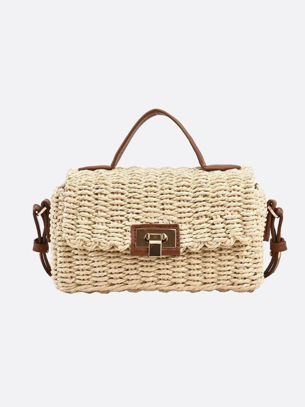 Bolso de Mano de Cuerda Tejida con Cierre Giratorio – Estilo Natural Chic