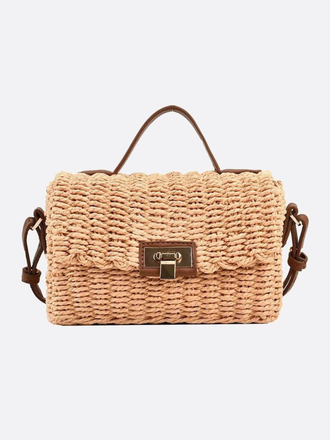 Bolso de Mano de Cuerda Tejida con Cierre Giratorio – Estilo Natural Chic