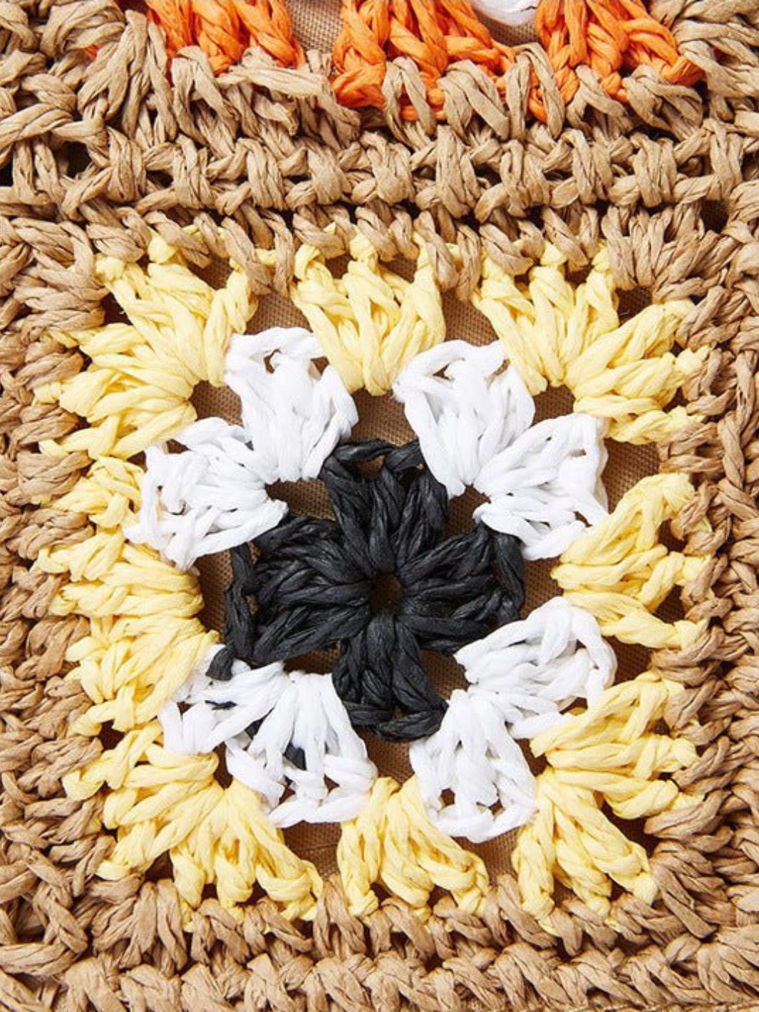 Bolso Bandolera de Paja y Crochet con Cuadros de Colores