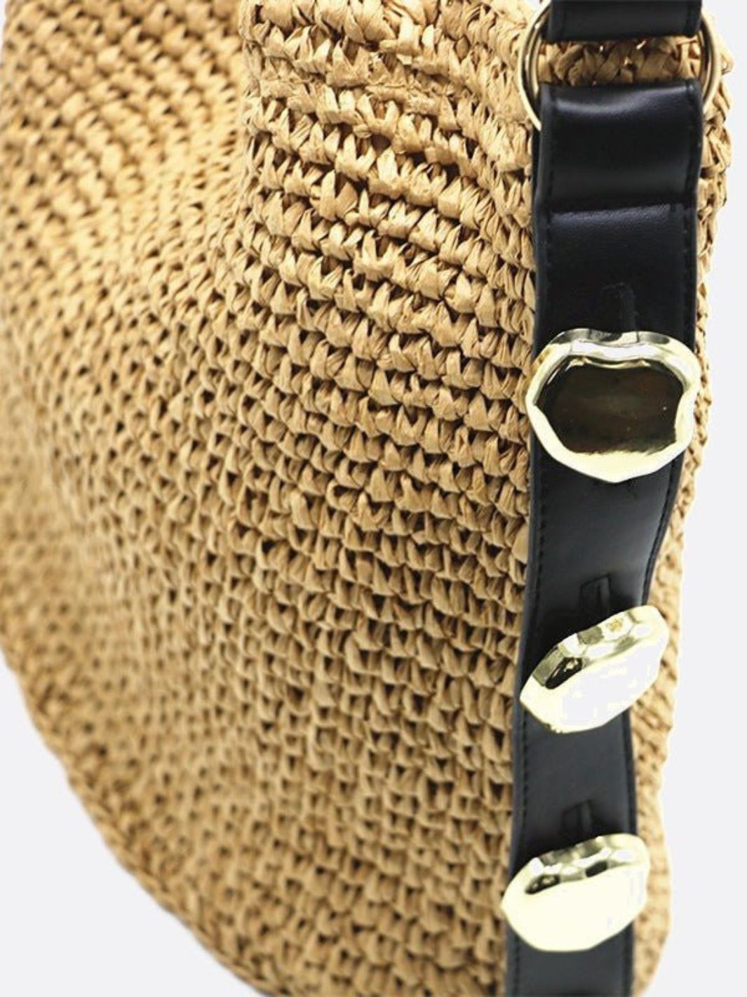 Bolso de Hombro de Paja con Correa de Cuero – Estilo Urbano Natural