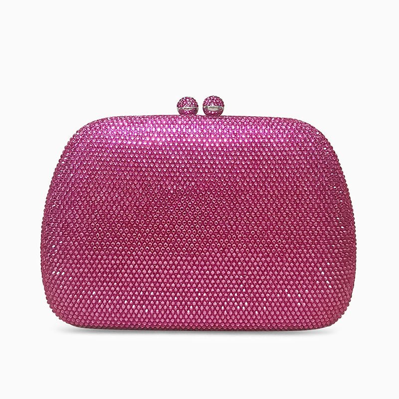 Clutch Fucsia con Cristales – Bolso de Mano Moderno y Brillante para Fiestas y Eventos Nocturnos